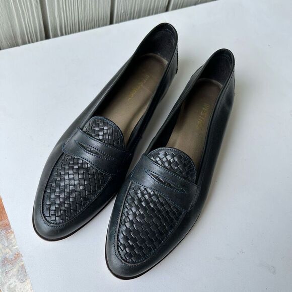 Vintage Westies Forest Green Woven Leather Penny Loafers | Size 9 - Picture 10 of 11